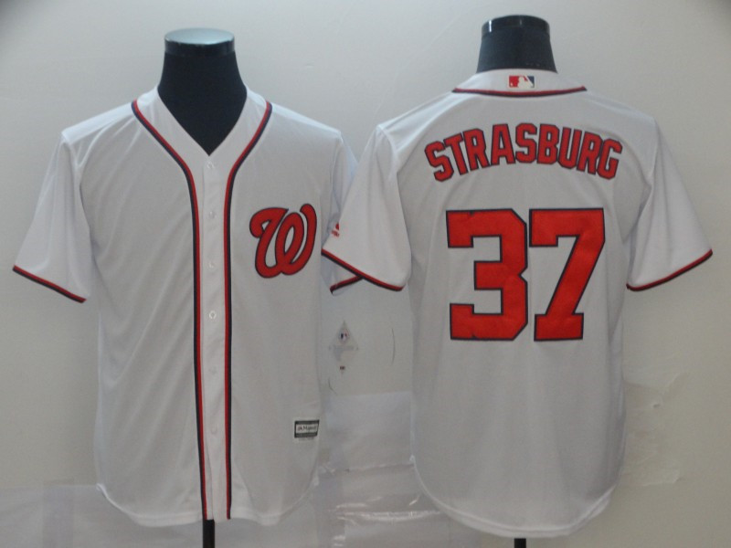 Nationals 37 Stephen Strasburg White Cool Base Jersey