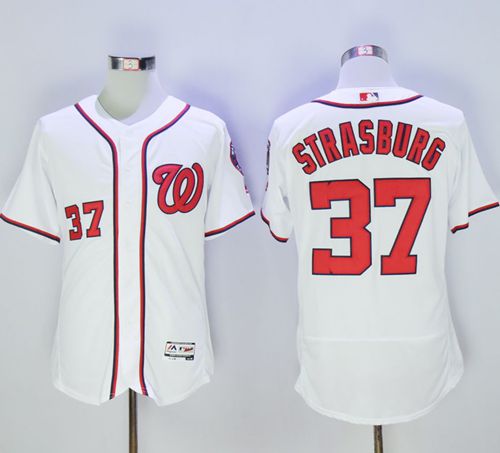 Nationals 37 Stephen Strasburg White Flexbase Authentic Collection Stitched MLB Jersey