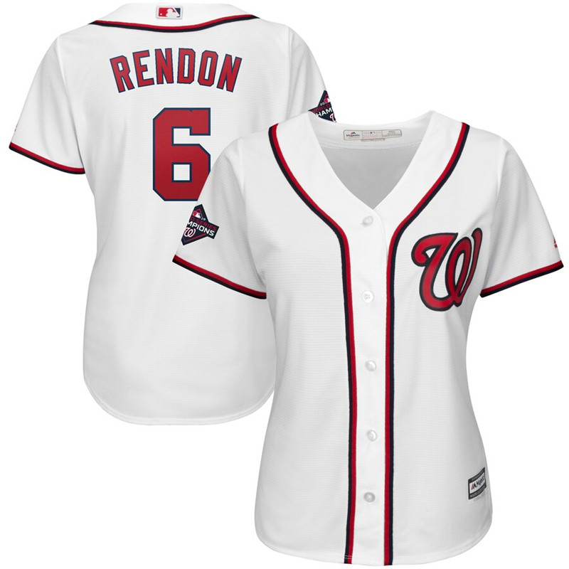Nationals 6 Anthony Rendon White Women 2019 World Series Champions Cool Base Jersey