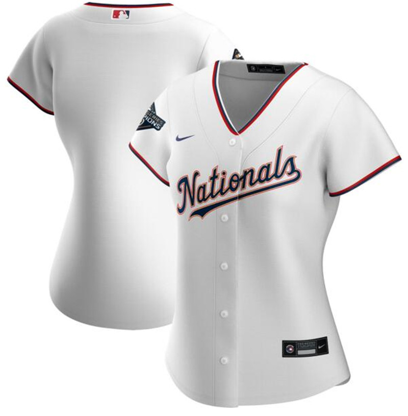 Nationals Blank White Gold Women Nike 2020 Gold Program Cool Base Jersey