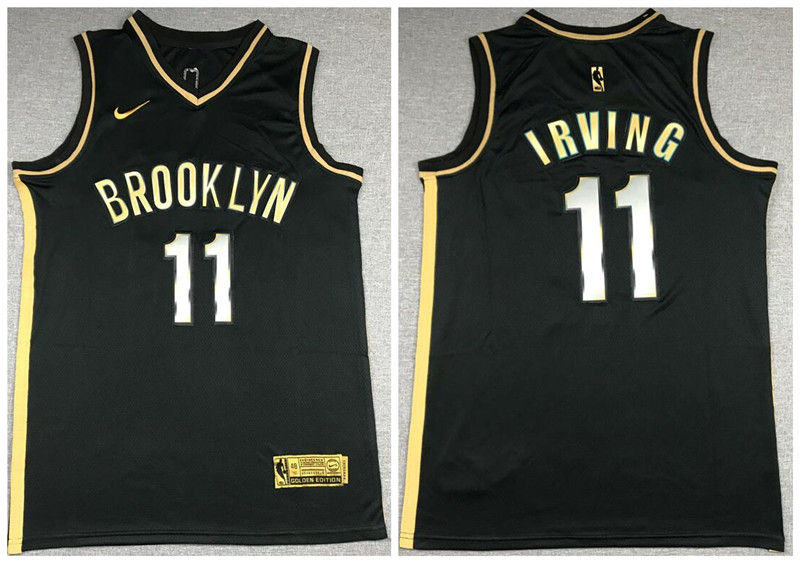 Nets 11 Kyrie Irving Black Gold 2021 Nike Swingman Jersey