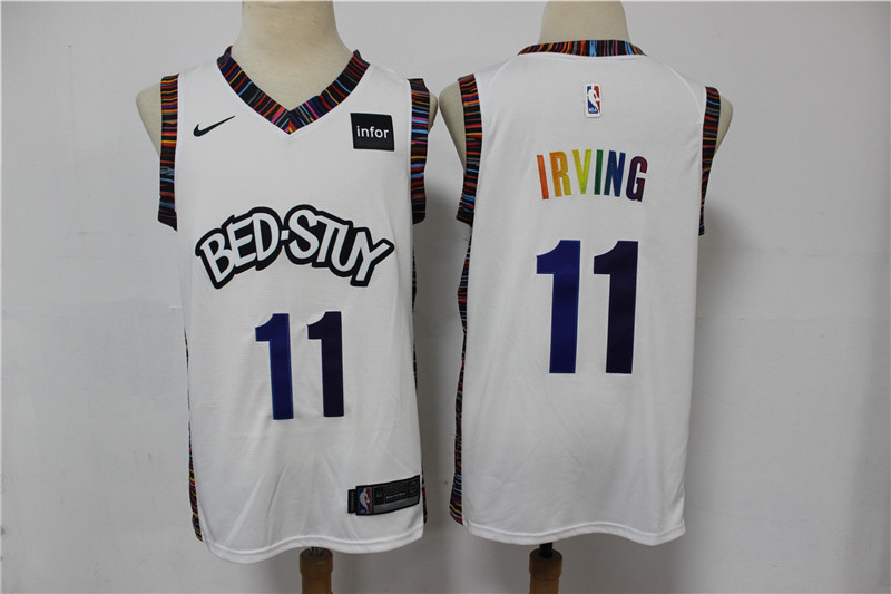 Nets 11 Kyrie Irving White 2020 City Edition Gradient Font Nike Swingman Jersey