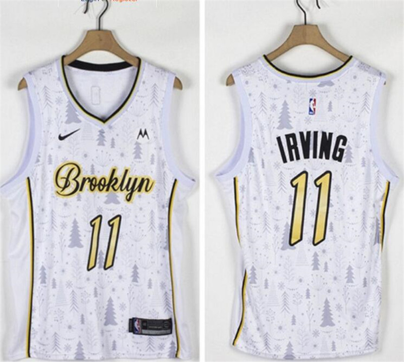 Nets 11 Kyrie Irving White Nike Christmas Edition Swingman Jersey