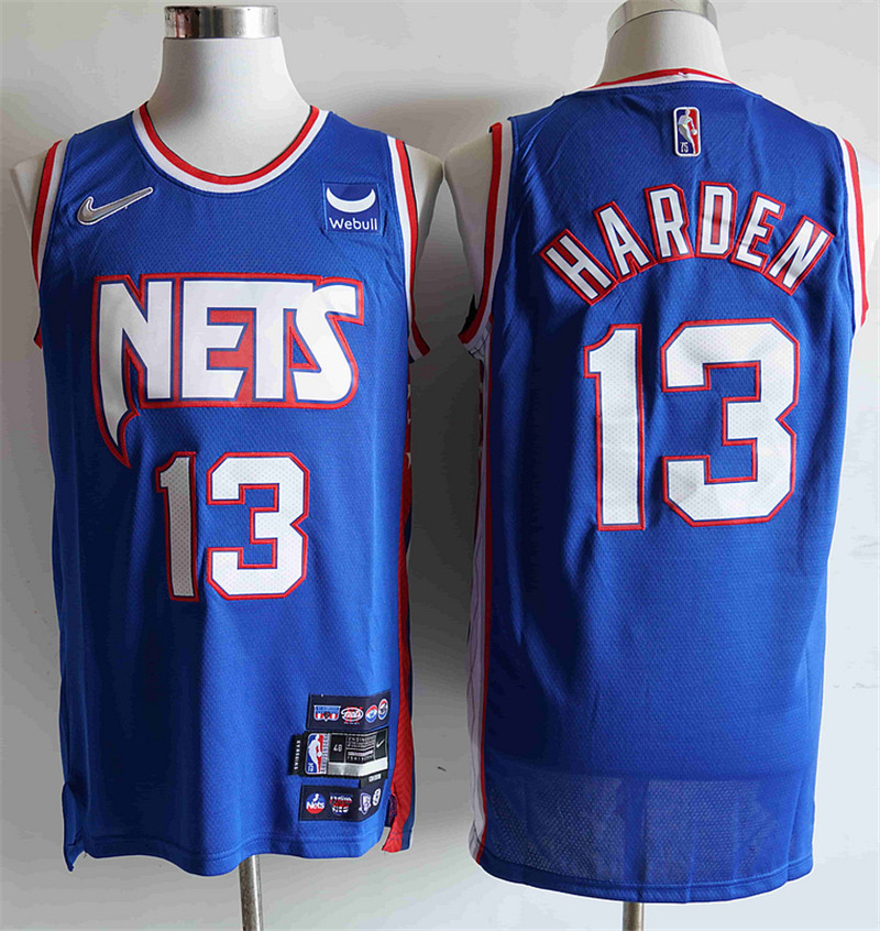 Nets 13 James Harden Blue Nike Diamond 75th Anniversary City Edition Swingman Jersey