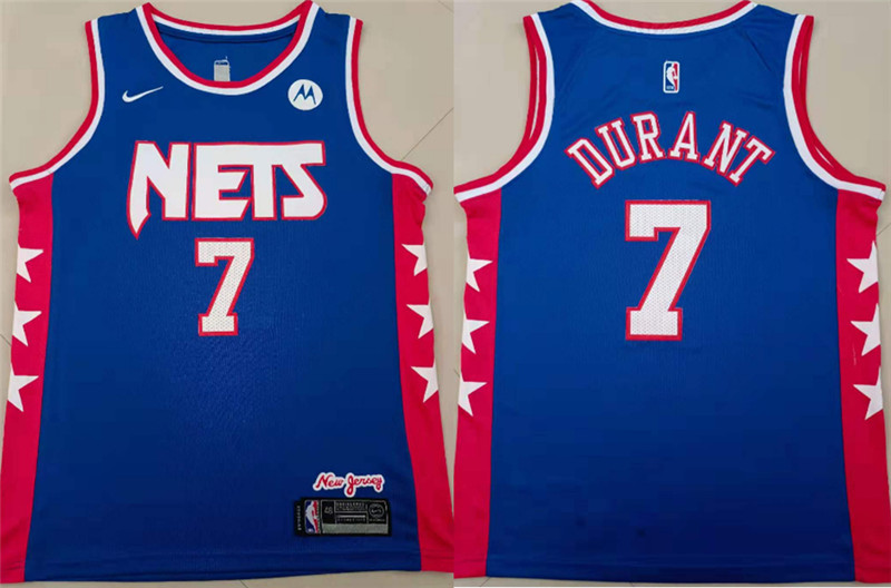 Nets 7 Kevin Durant Blue Throwback Swingman Jersey