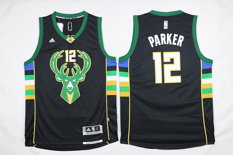 New  NBA Milwaukee Bucks 12 Jabari Parker Jerseys New Revolution 30 Swingman Road Black Jersey