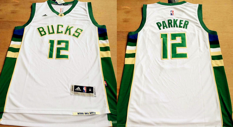 New  NBA Milwaukee Bucks 12 Jabari Parker Jerseys New Revolution 30 Swingman Road White Jersey