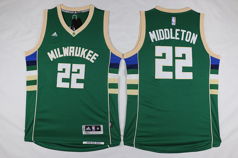 New  NBA Milwaukee Bucks 22 Michael Khris Middleton Jersey New Revolution 30 Swingman Road Green Jersey