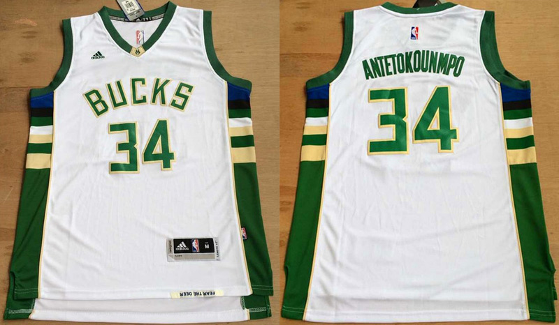 New  NBA Milwaukee Bucks 34 Giannis Antetokounmpo Jerseys New Revolution 30 Swingman Road White Jersey