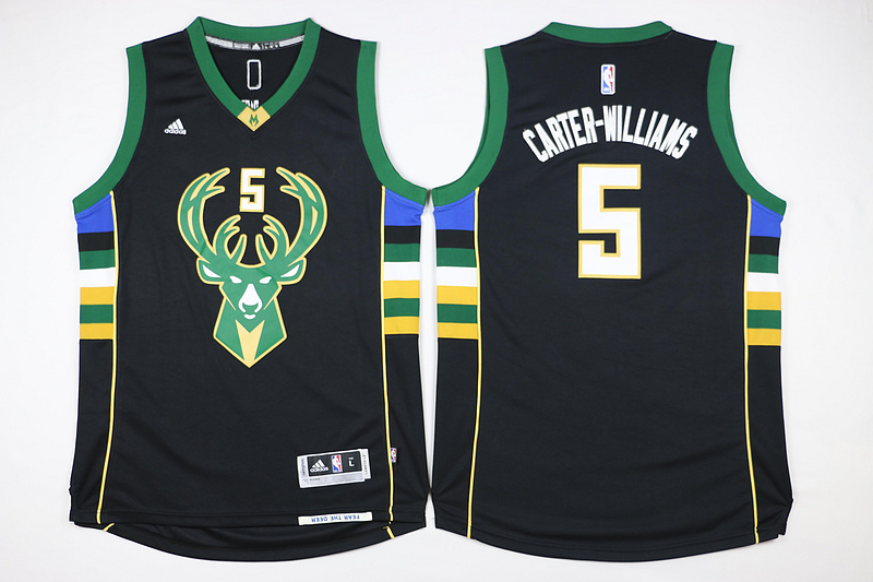 New  NBA Milwaukee Bucks 5 Michael Carter Williams Jersey New Revolution 30 Swingman Road Black Jersey