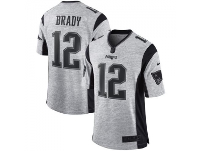 New England Patriots 12 Tom Brady Gray Men Stitched NFL Limited Gridiron Gray II Jersey