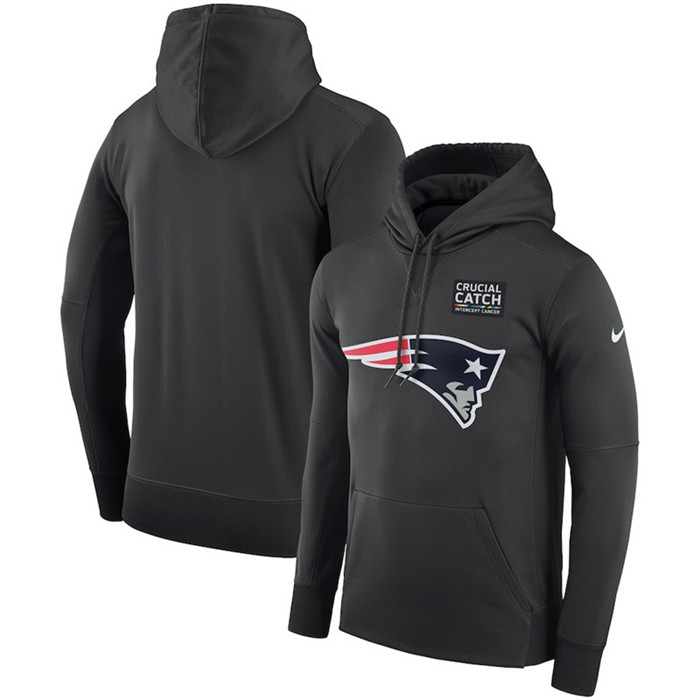 New England Patriots Anthracite  Crucial Catch Performance Hoodie