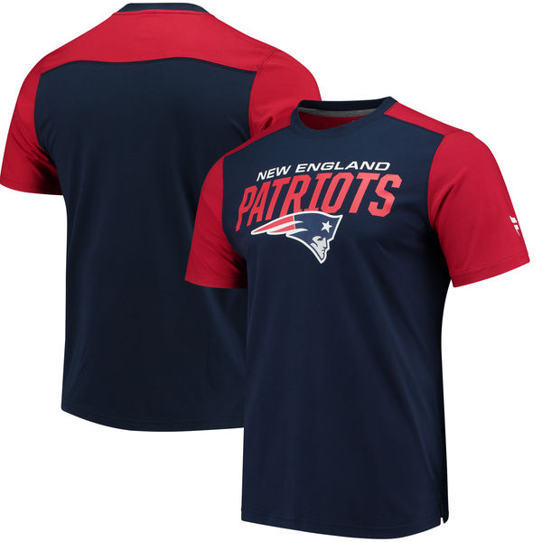 New England Patriots NFL Pro Line by Fanatics Branded Iconic Color Blocked T Shirt Navy Red