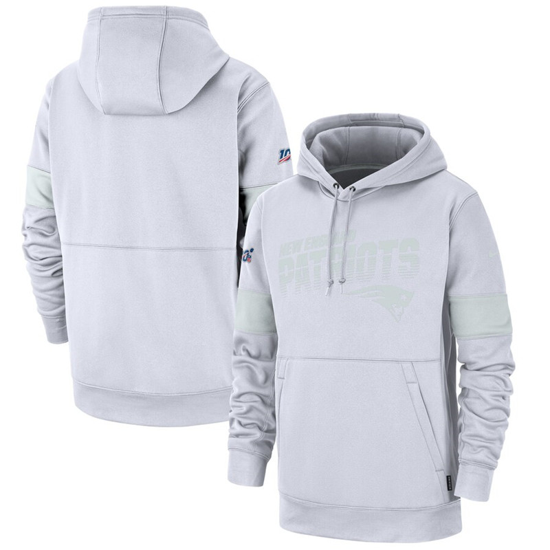 New England Patriots Nike NFL 100 2019 Sideline Platinum Therma Pullover Hoodie White