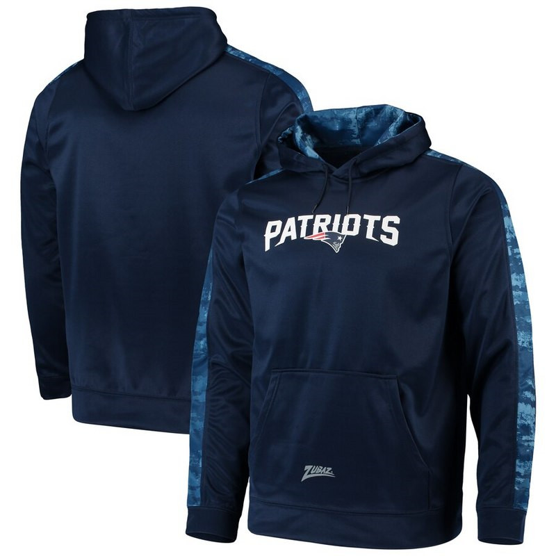 New England Patriots Zubaz Tonal Oxide Pullover Hoodie Navy