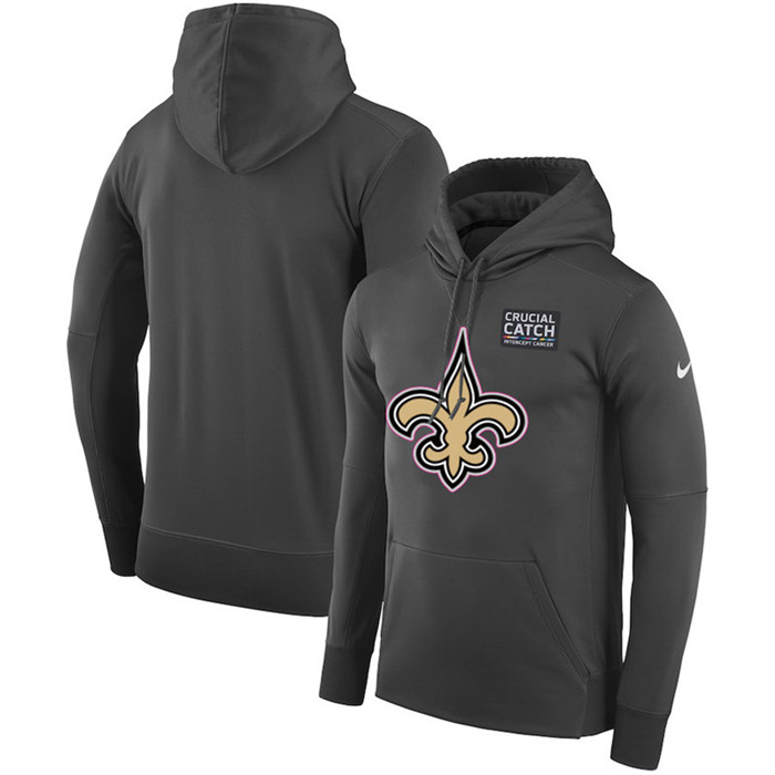 New Orleans Saints Anthracite  Crucial Catch Performance Hoodie
