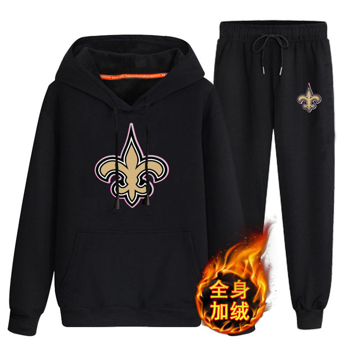 New Orleans Saints Black Plus Velvet Pullover Hoodie & Pant