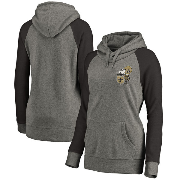 New Orleans Saints NFL Pro Line by Fanatics Branded Women's Plus Sizes Vintage Lounge Pullover Hoodie Heathered Gray