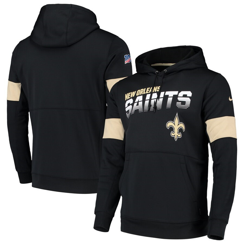 New Orleans Saints Nike Sideline Team Logo Performance Pullover Hoodie Black