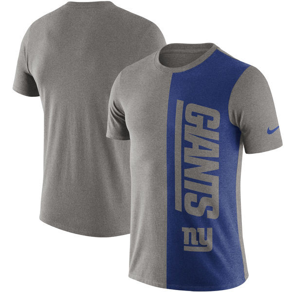 New York Giants  Coin Flip Tri Blend T Shirt Heathered GrayRoyal