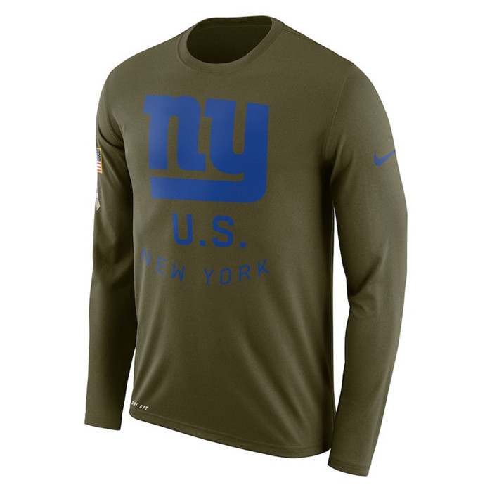 New York Giants  Salute to Service Sideline Legend Performance Long Sleeve T Shirt Olive