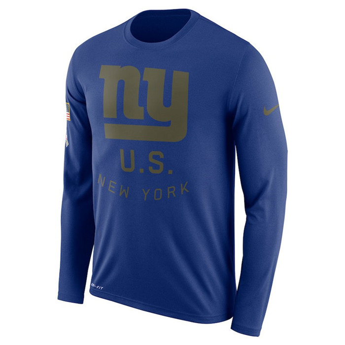 New York Giants  Salute to Service Sideline Legend Performance Long Sleeve T Shirt Royal