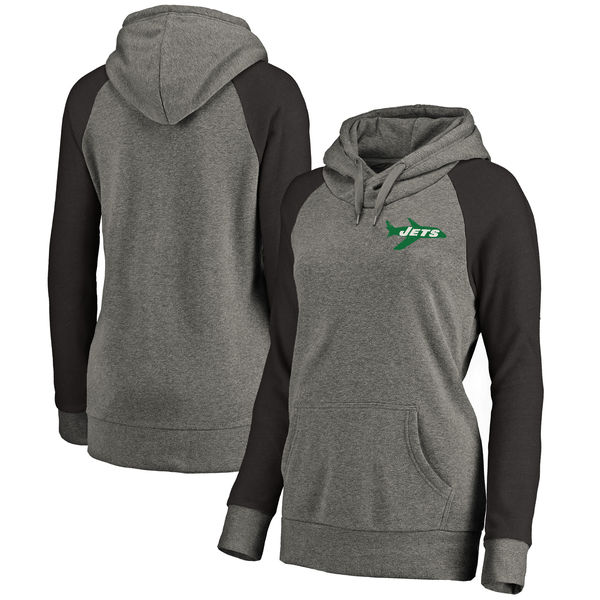 New York Jets NFL Pro Line by Fanatics Branded Women's Plus Sizes Vintage Lounge Pullover Hoodie Heathered Gray