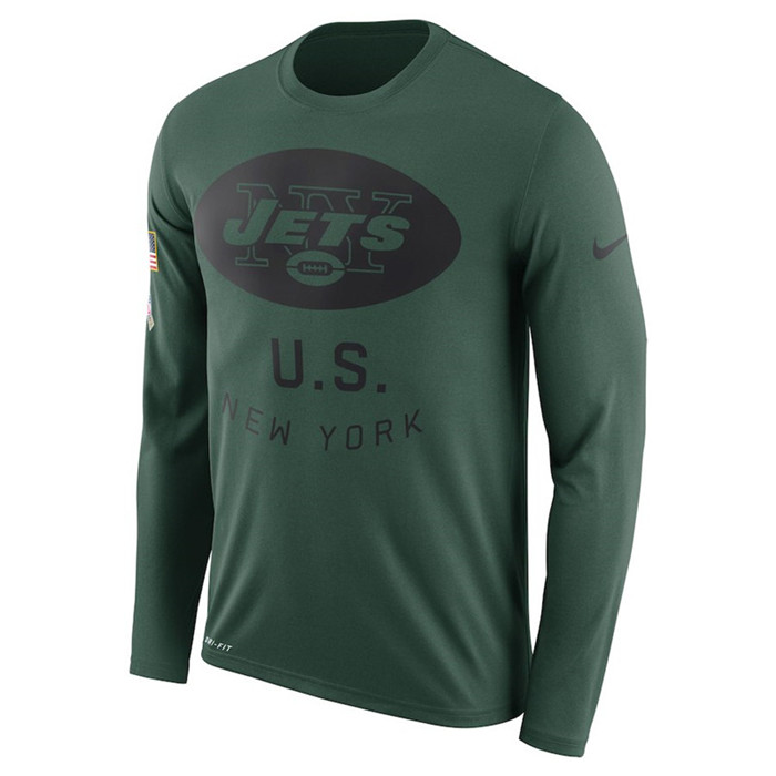 New York Jets  Salute to Service Sideline Legend Performance Long Sleeve T Shirt Green