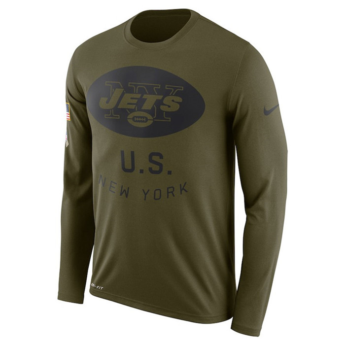 New York Jets  Salute to Service Sideline Legend Performance Long Sleeve T Shirt Olive