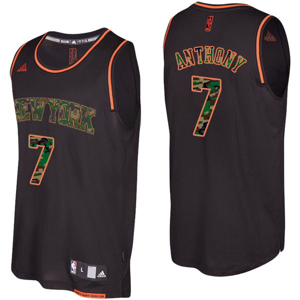 New York Knicks Carmelo Anthony Camo Fashion Swingman Black Jersey