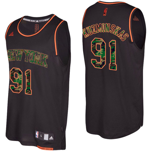 New York Knicks Mindaugas Kuzminskas Camo Fashion Swingman Black Jersey