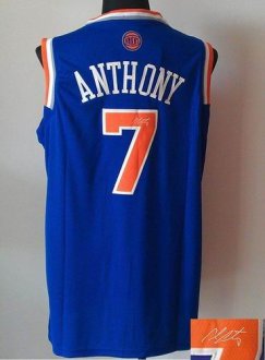 New York Knicks Revolution 30 Autographed 7 Carmelo Anthony Blue Stitched NBA Jersey
