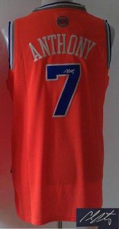 New York Knicks Revolution 30 Autographed 7 Carmelo Anthony Orange Stitched NBA Jersey