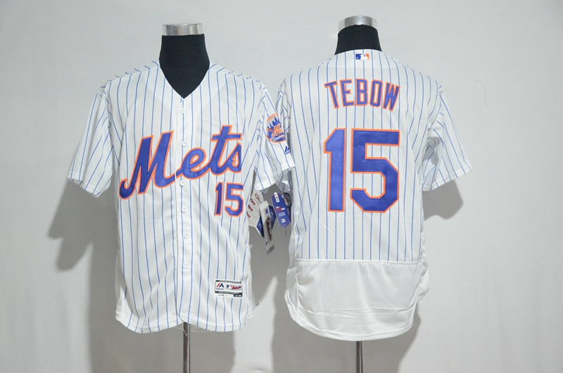 New York Mets Mens Jerseys 15 Tim Tebow White Flexbase Collection Baseball Jersey