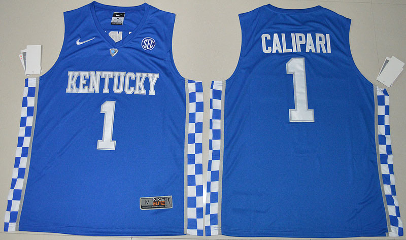  2017 Kentucky Wildcats Coach John Calipari 1 College Basketballs Hype Elite Blue Jersey