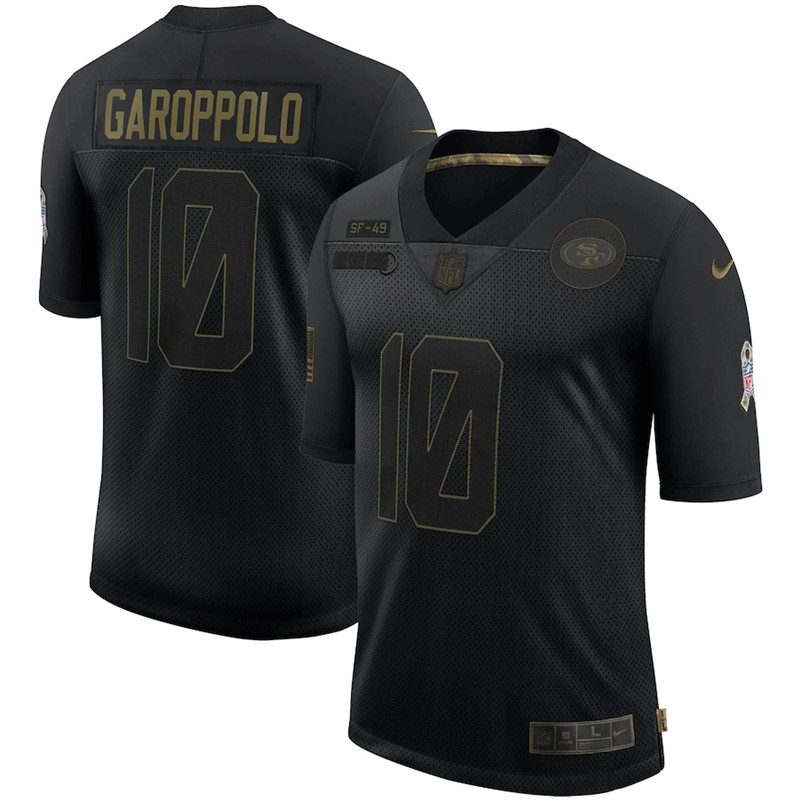 Nike 49ers 10 Jimmy Garoppolo Black 2020 Salute To Service Limited Jersey