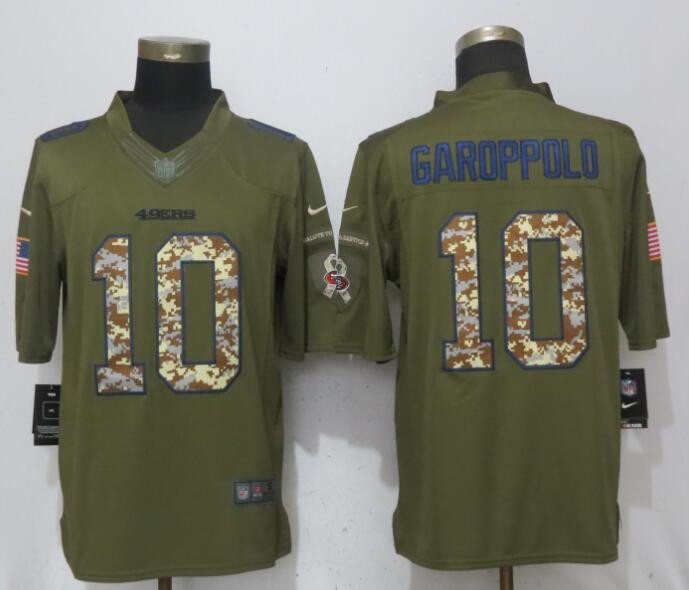  49ers 10 Jimmy Garoppolo Green Salute To Service Limited Jersey
