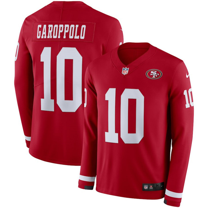  49ers 10 Jimmy Garoppolo Red Long Sleeve Limited Jersey