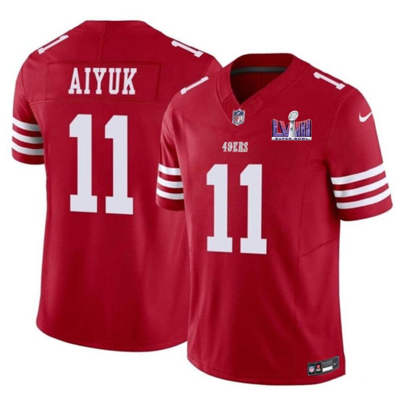 Nike 49ers 11 Brandon Aiyuk Red 2024 Super Bowl LVIII Color Rush Vapor Untouchable Limited Jersey