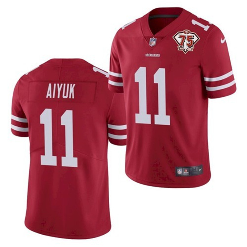 Nike 49ers 11 Brandon Aiyuk Red 75th Anniversary Vapor Untouchable Limited Jersey