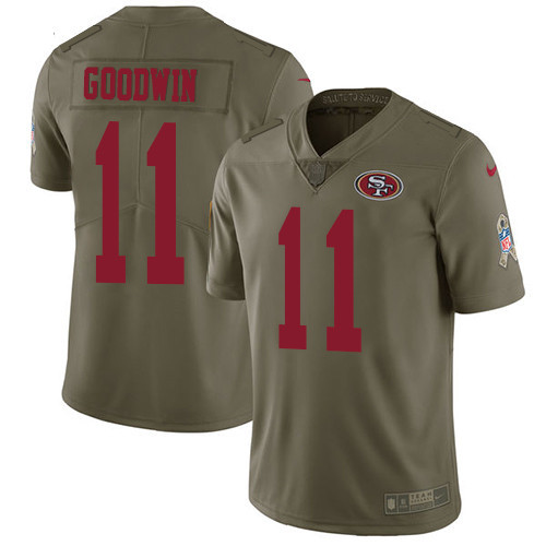  49ers 11 Marquise Goodwin Olive Salute To Service Limited Jersey