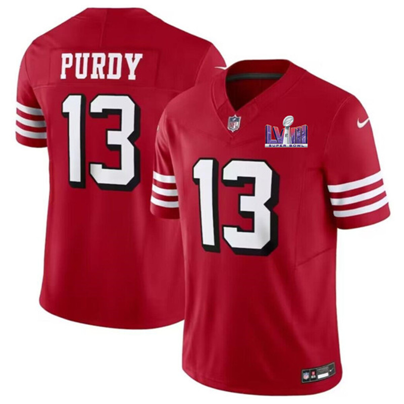 Nike 49ers 13 Brock Purdy Red 2024 Super Bowl LVIII Color Rush Vapor Untouchable Limited Jersey