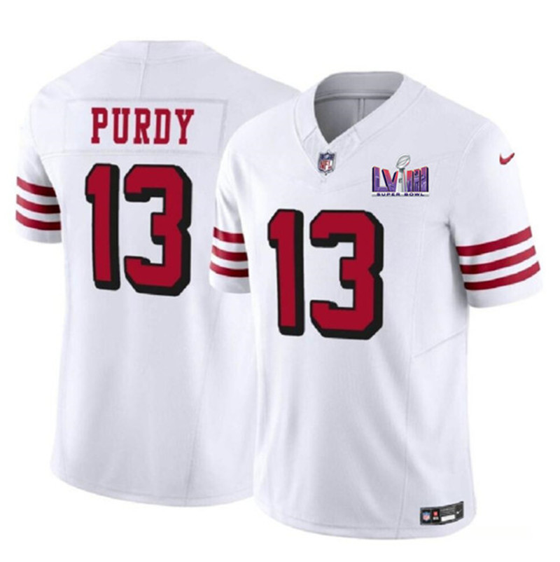 Nike 49ers 13 Brock Purdy White 2024 Super Bowl LVIII Color Rush Vapor Untouchable Limited Jersey