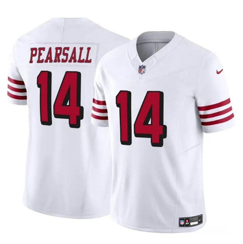 Nike 49ers 14 Ricky Pearsall Red 2024 NFL Draft Color Rush Vapor Limited Jersey