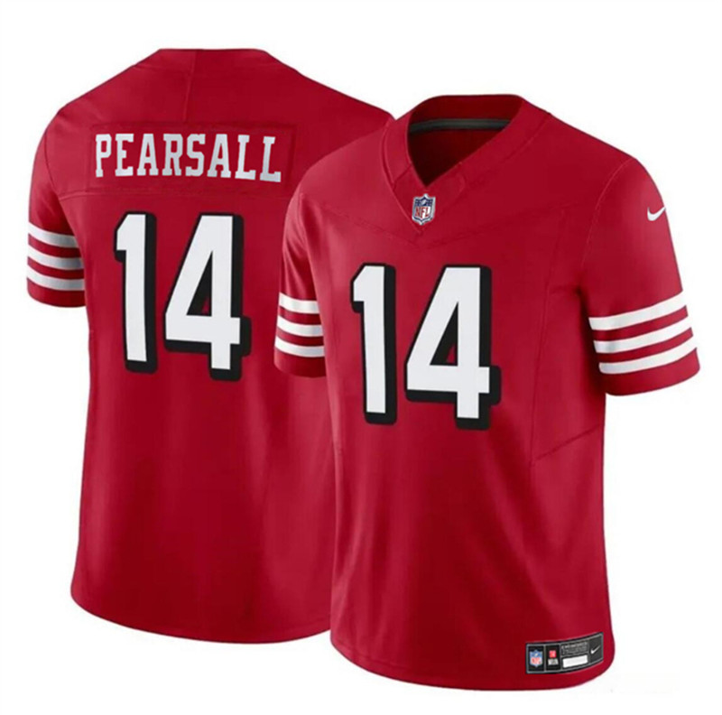 Nike 49ers 14 Ricky Pearsall Red 2024 NFL Draft Vapor Limited Jersey
