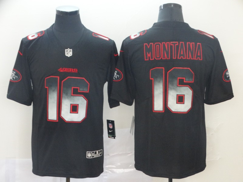 Nike 49ers 16 Joe Montana Black Arch Smoke Vapor Untouchable Limited Jersey