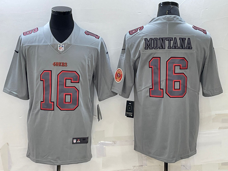 Nike 49ers 16 Joe Montana Gray Atmosphere Fashion Vapor Limited Jersey