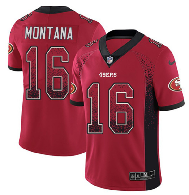 Nike 49ers 16 Joe Montana Red Drift Fashion Limited Jersey