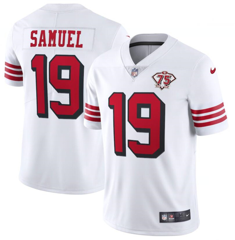 Nike 49ers 19 Deebo Samuel White 75th Anniversary Color Rush Vapor Untouchable Limited Jersey