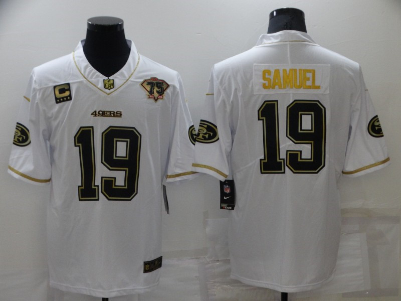 Nike 49ers 19 Deebo Samuel White Gold 75th Anniversary Vapor Limited Jersey